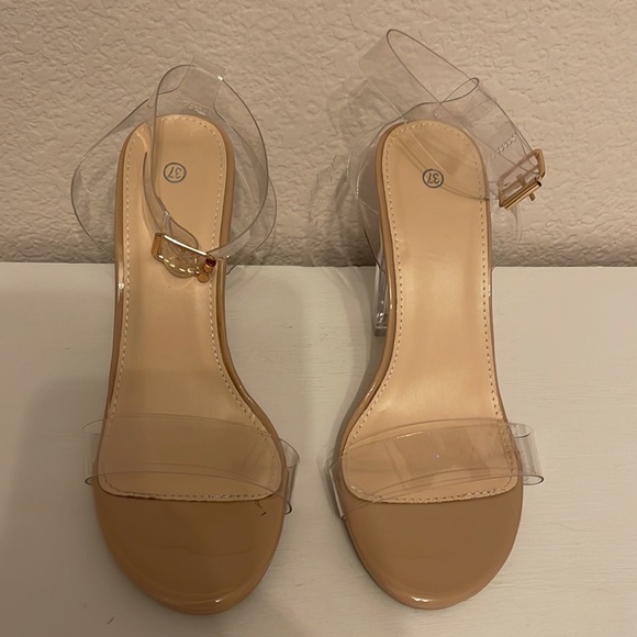 SHEIN Ankle Strap Chunky Heeled Clear Sandals - Picture 4 of 6